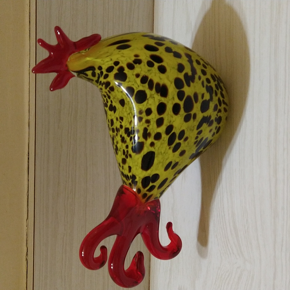 Handmade Art Glass Rooster Sculpture - Picture 2 of 6